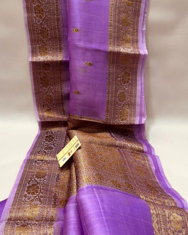 Beautiful pure light weight Banarasi Organza Silk Saree in Lavender