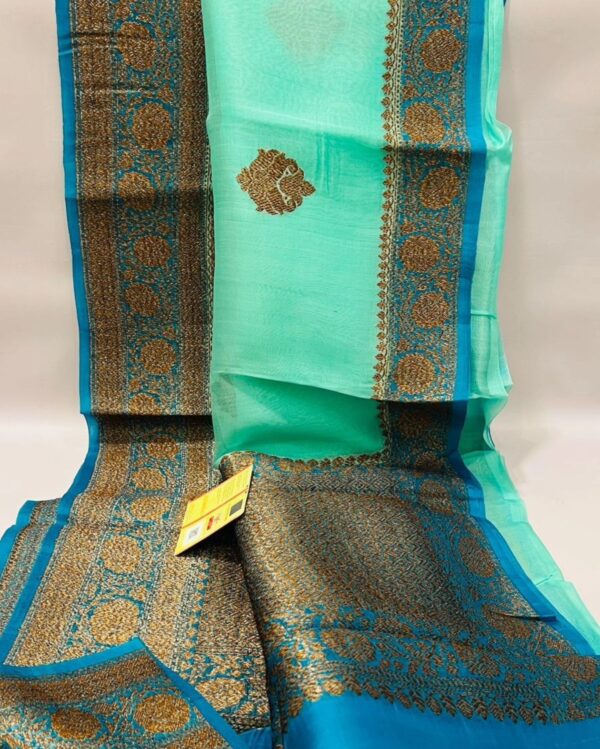 Beautiful pure light weight Banarasi Organza Silk Saree In Pastel Color