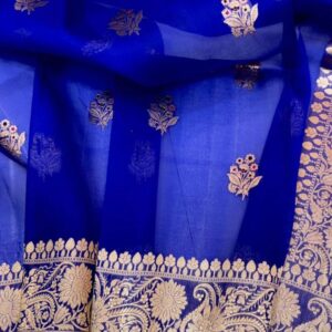 Beautiful pure light weight Banarasi Organza Silk Saree In Royal Blue