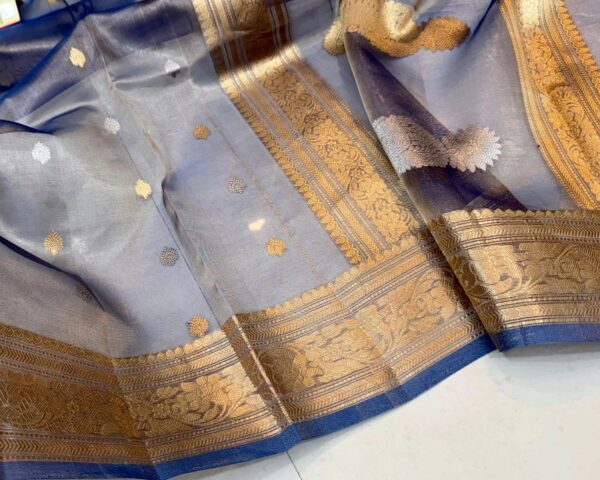 Beautiful Banarasi Kora silk Saree In Dark Gray