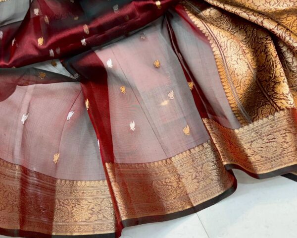 Exclusive Banarasi Kora silk Saree In Maroon Red