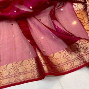 Beautiful Banarasi Kora silk Saree In Red