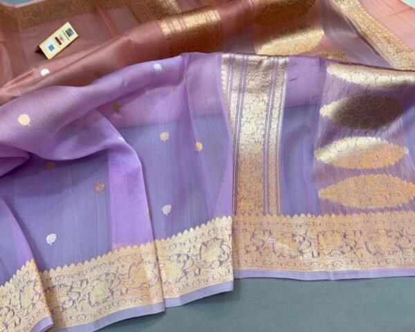 Pastel Color Banarasi Kora Silk Saree Multishade