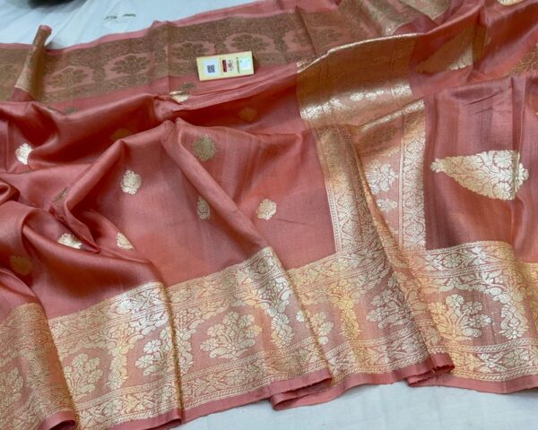 Beautiful Banarasi Kora Silk Saree in Pastel Color