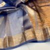 Beautiful Banarasi Kora Silk Saree in Ink Blue