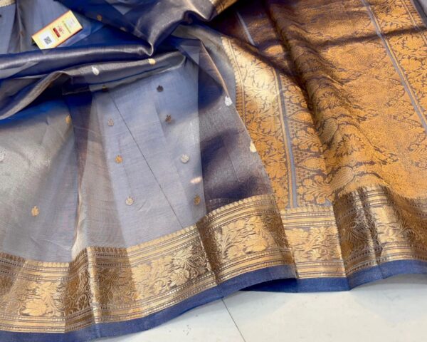 Beautiful Banarasi Kora Silk Saree in Ink Blue