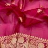 Beautiful Banarasi Kora silk Saree In Rani Pink With Meenakari Butta