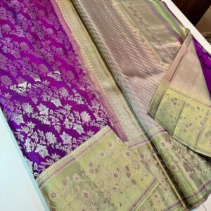 Purple Kanchipuram Silk Saree In Meenakari Border