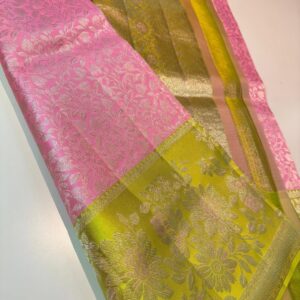 Pastel Color Kanjivaram Silk Saree In Hand Work Border