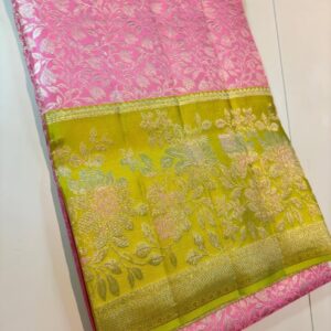 Pastel Color Kanjivaram Silk Saree In Hand Work Border