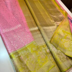 Pastel Color Kanjivaram Silk Saree In Hand Work Border