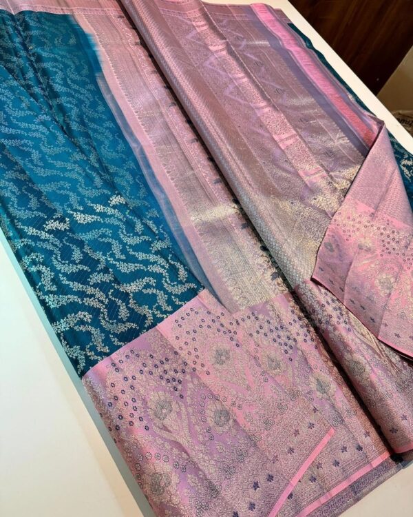 Peacock Blue Kanjivaram Silk Saree To Buy Online