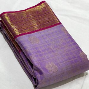 Kanjivaram Silk Saree in Lavender and Purple with Gold Zari Brocade