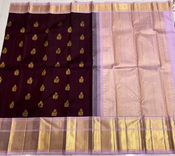 Kanjivaram Silk Saree in Coffee Brown and Baby Pink