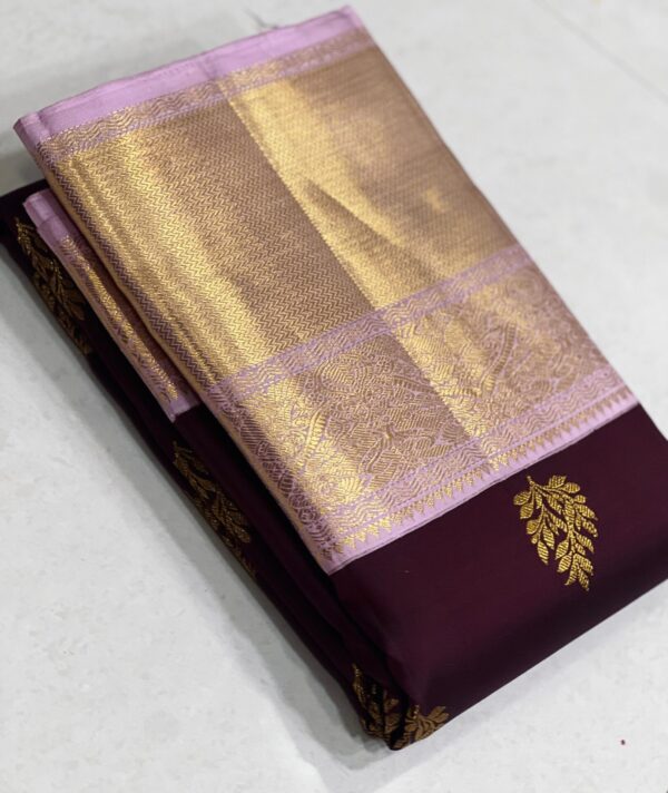 Kanjivaram Silk Saree in Coffee Brown and Baby Pink