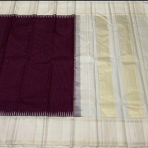 Kanjivaram Silk Saree in Maroon and Black with Off-White