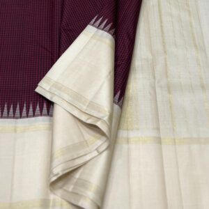 Kanjivaram Silk Saree in Maroon and Black with Off-White