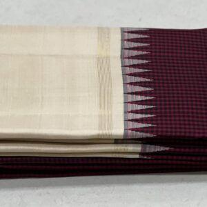 Kanjivaram Silk Saree in Maroon and Black with Off-White