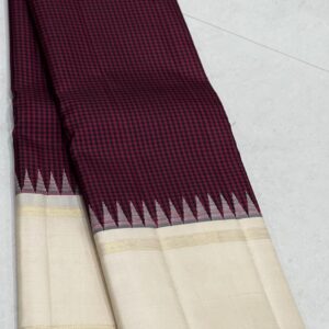 Kanjivaram Silk Saree in Maroon and Black with Off-White