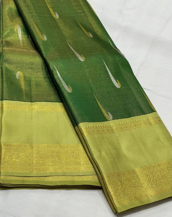 Beautiful Green Kanjivaram Silk Saree In Equal Border