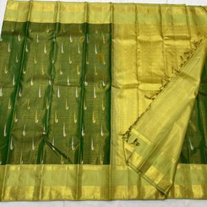 Beautiful Green Kanjivaram Silk Saree In Equal Border