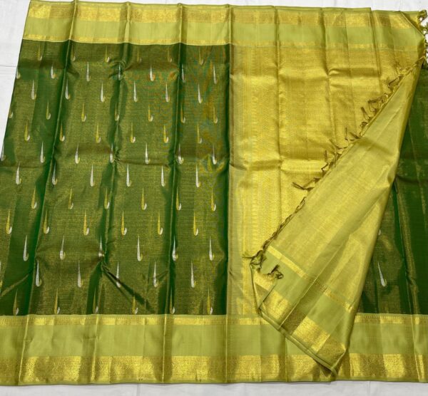 Beautiful Green Kanjivaram Silk Saree In Equal Border