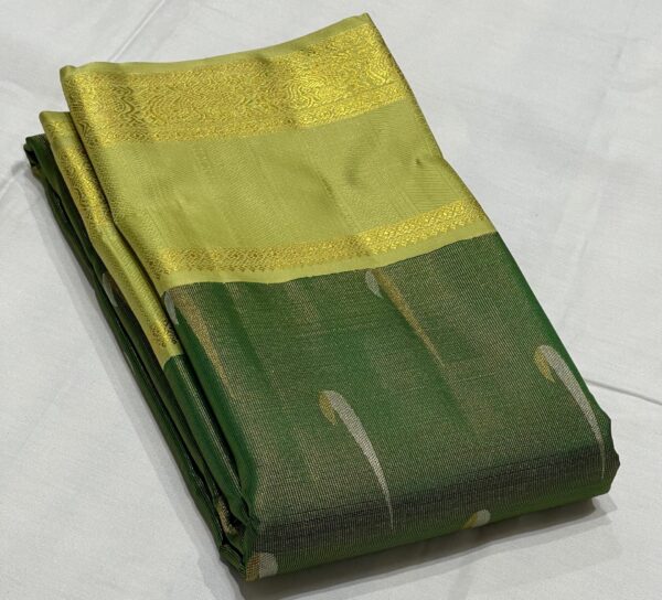 Beautiful Green Kanjivaram Silk Saree In Equal Border