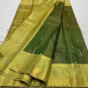 Beautiful Green Kanjivaram Silk Saree In Equal Border