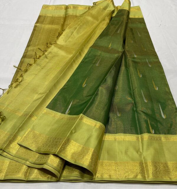 Beautiful Green Kanjivaram Silk Saree In Equal Border