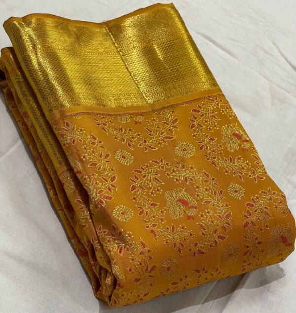 Exclusive Mustard Yellow Kanjivaram Saree Online Shopping