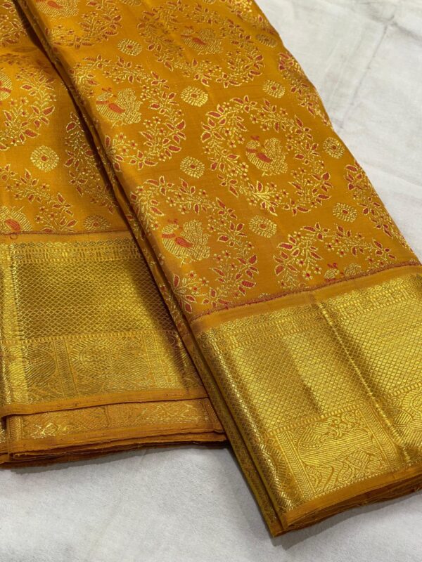 Exclusive Mustard Yellow Kanjivaram Saree Online Shopping