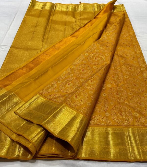 Exclusive Mustard Yellow Kanjivaram Saree Online Shopping