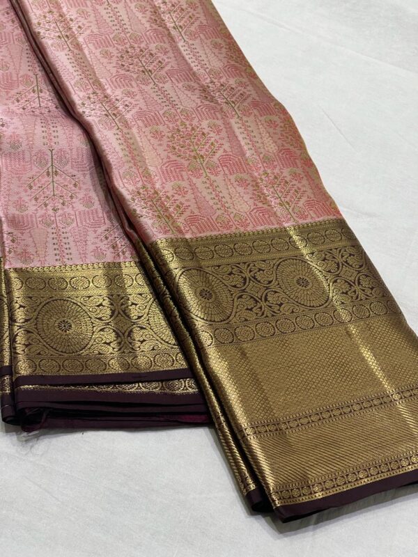 Beautiful Baby Pink Kanjivaram Silk Saree In Zari Warp