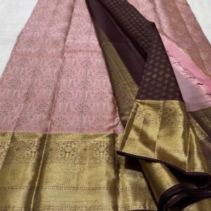 Beautiful Baby Pink Kanjivaram Silk Saree In Zari Warp