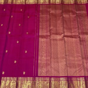 Rani Pink Kanjivaram SIlk Saree In Small Border