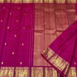 Rani Pink Kanjivaram SIlk Saree In Small Border