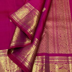 Rani Pink Kanjivaram SIlk Saree In Small Border