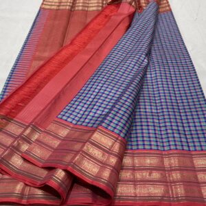 Traditional Kanjivaram Silk Saree In Checks Design