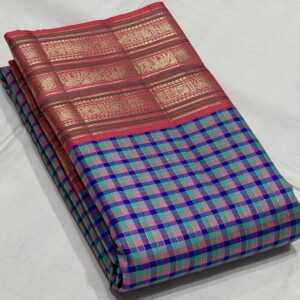 Traditional Kanjivaram Silk Saree In Checks Design