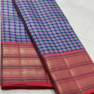 Traditional Kanjivaram Silk Saree In Checks Design