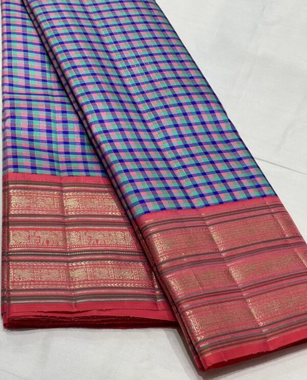 Traditional Kanjivaram Silk Saree In Checks Design