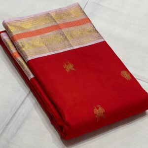 Chilli Red With Pink Kanjivaram Silk Saree