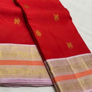 Chilli Red With Pink Kanjivaram Silk Saree