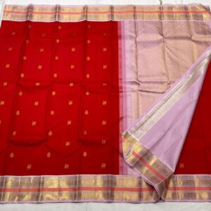 Chilli Red With Pink Kanjivaram Silk Saree