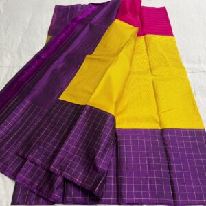 Small Checks Kanchipuram Silk Saree Online Shopping