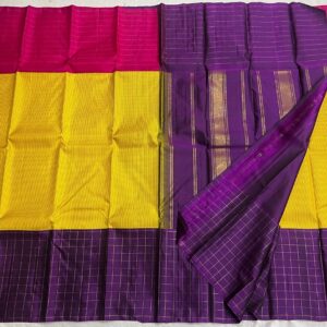 Small Checks Kanchipuram Silk Saree Online Shopping