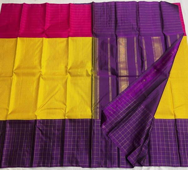 Small Checks Kanchipuram Silk Saree Online Shopping