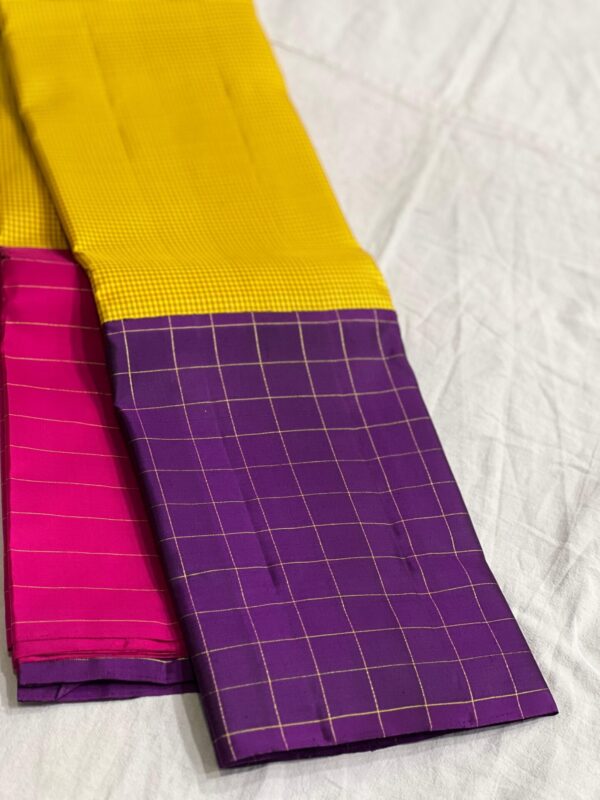 Small Checks Kanchipuram Silk Saree Online Shopping