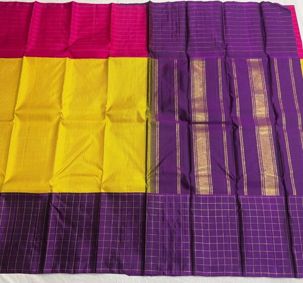 Small Checks Kanchipuram Silk Saree Online Shopping