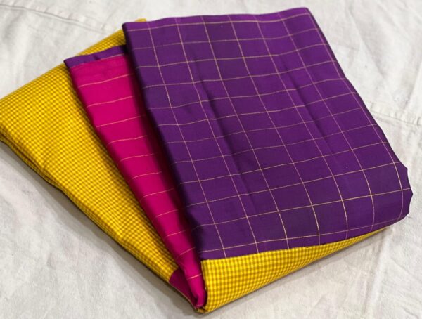 Small Checks Kanchipuram Silk Saree Online Shopping